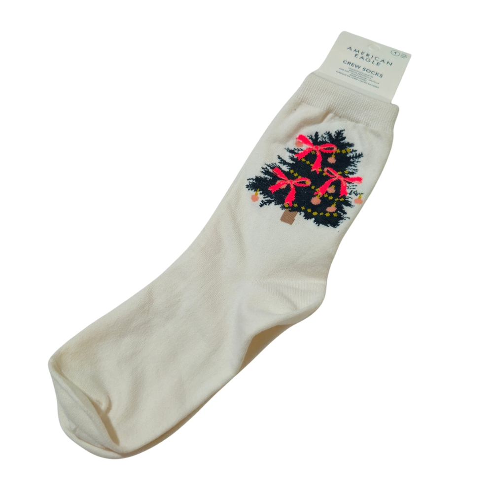 American Eagle Chalk Crew Socks Christmas Tree Gifts Minimalist Classic
